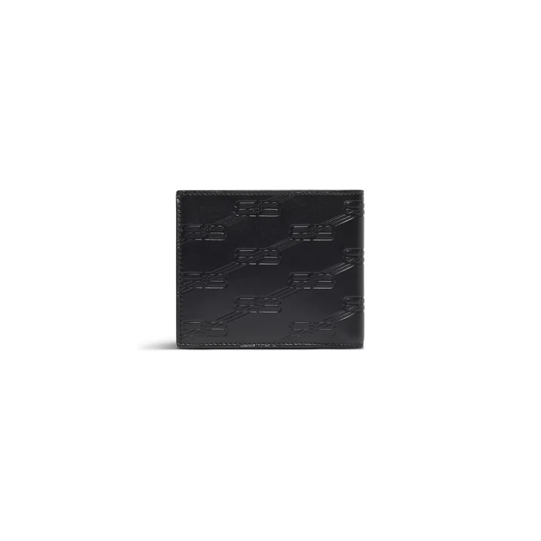 Portafoglio Embossed Monogram Squadrato Ripiegato In Pelle Box da Uomo in Nero