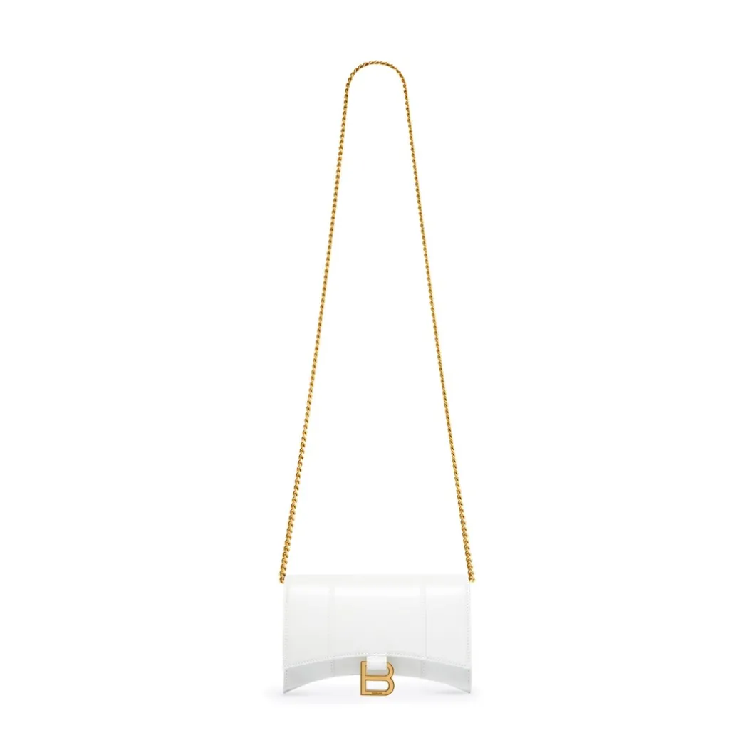 Portafoglio Hourglass Con Catena da Donna in Bianco