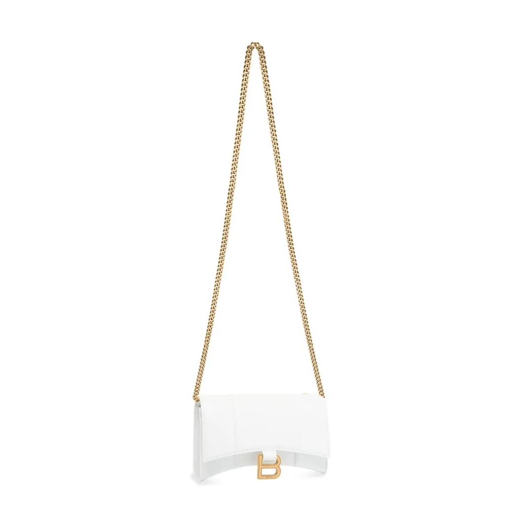 Portafoglio Hourglass Con Catena da Donna in Bianco
