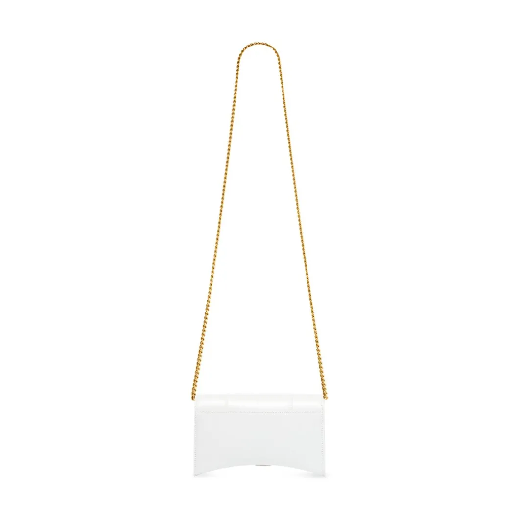 Portafoglio Hourglass Con Catena da Donna in Bianco