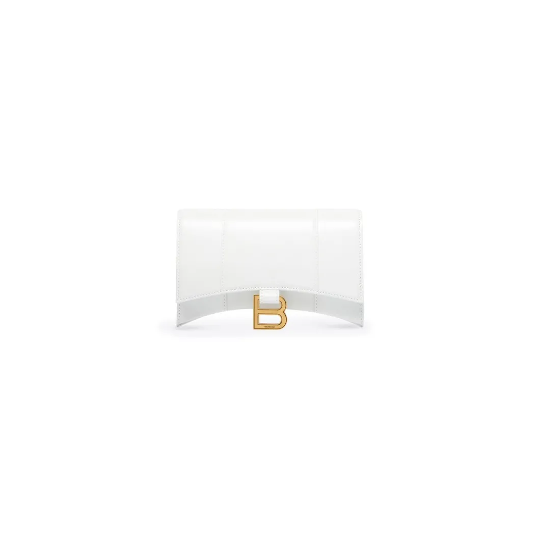 Portafoglio Hourglass Con Catena da Donna in Bianco