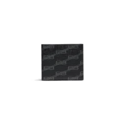 Portafoglio Squadrato Ripiegato Signature Folded In Tela Rivestita Bb Monogram  da Uomo in Nero