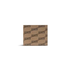 Portafoglio Squadrato Ripiegato Signature Folded In Tela Rivestita Bb Monogram  da Uomo in Beige