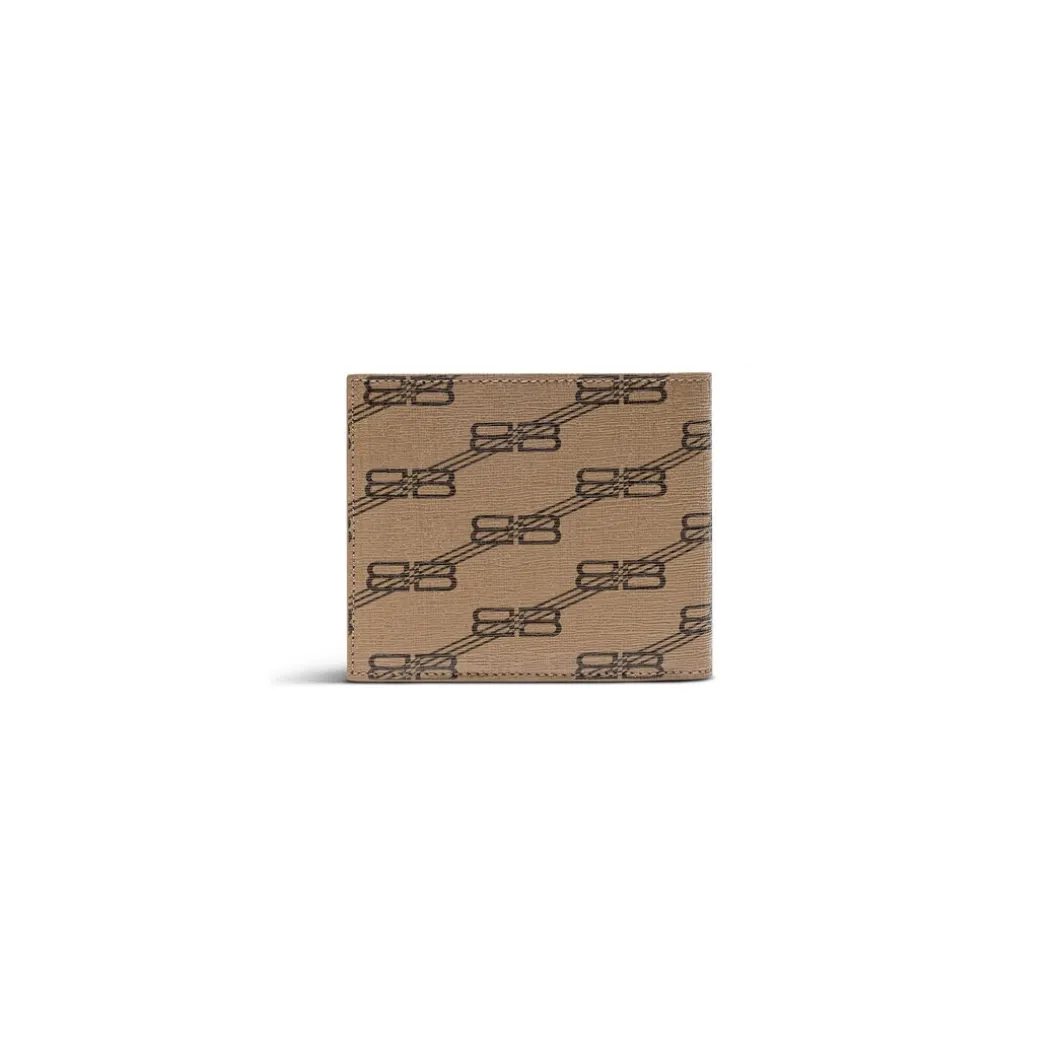 Portafoglio Squadrato Ripiegato Signature Folded In Tela Rivestita Bb Monogram da Uomo in Beige
