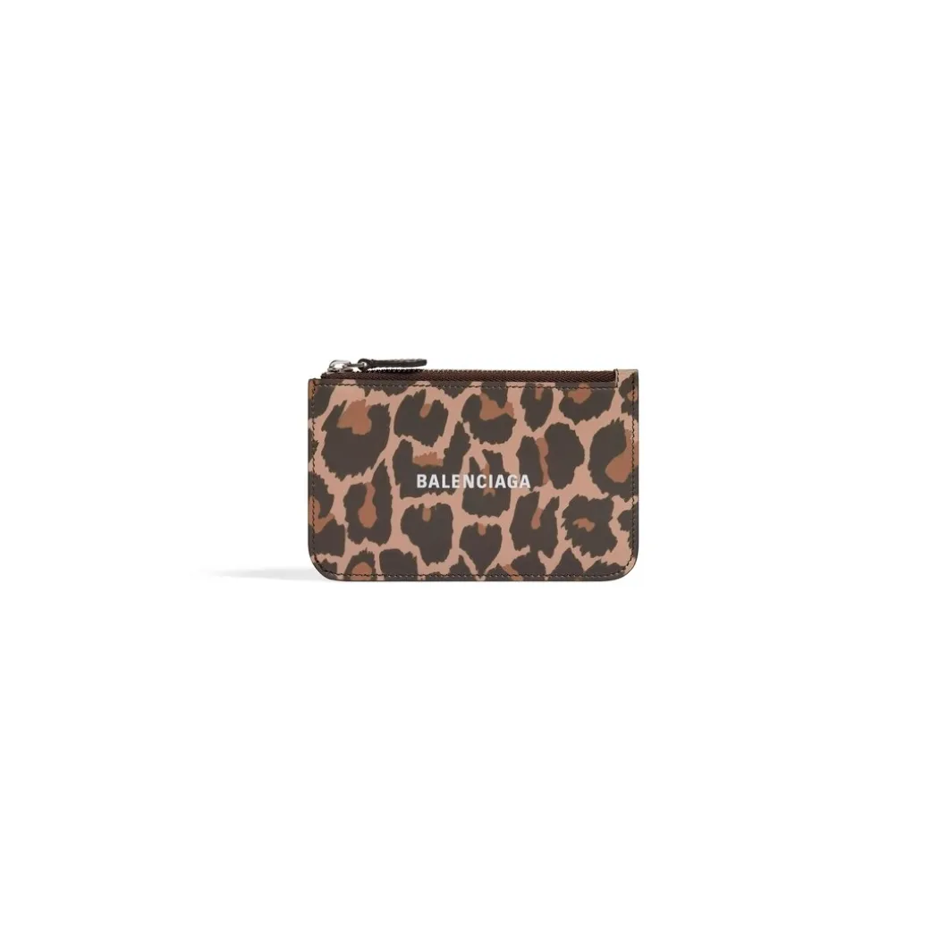 Portamonete E Portacarte Cash Grande Lungo Con Stampa Leopardata da Donna in Beige
