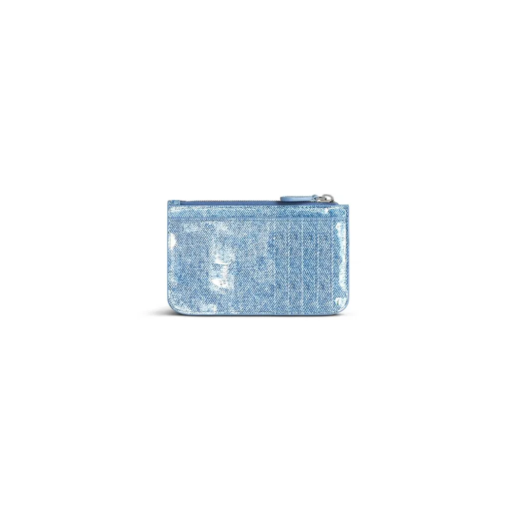 Portamonete E Portacarte Cash Grande Lungo Con Stampa Denim da Donna in Blu