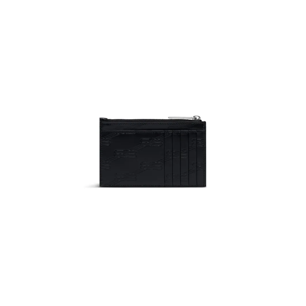 Portamonete Lungo E Portacarte Embossed Monogram In Pelle Box da Uomo in Nero