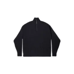 Pullover A Collo Alto Con Mezza Zip in Nero