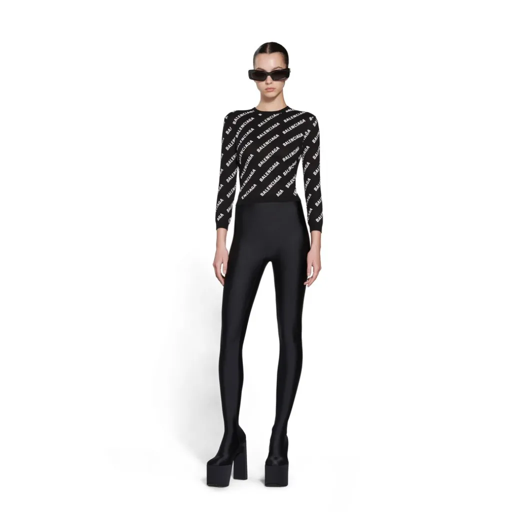 Pullover Allover Logo Crop da Donna in Nero