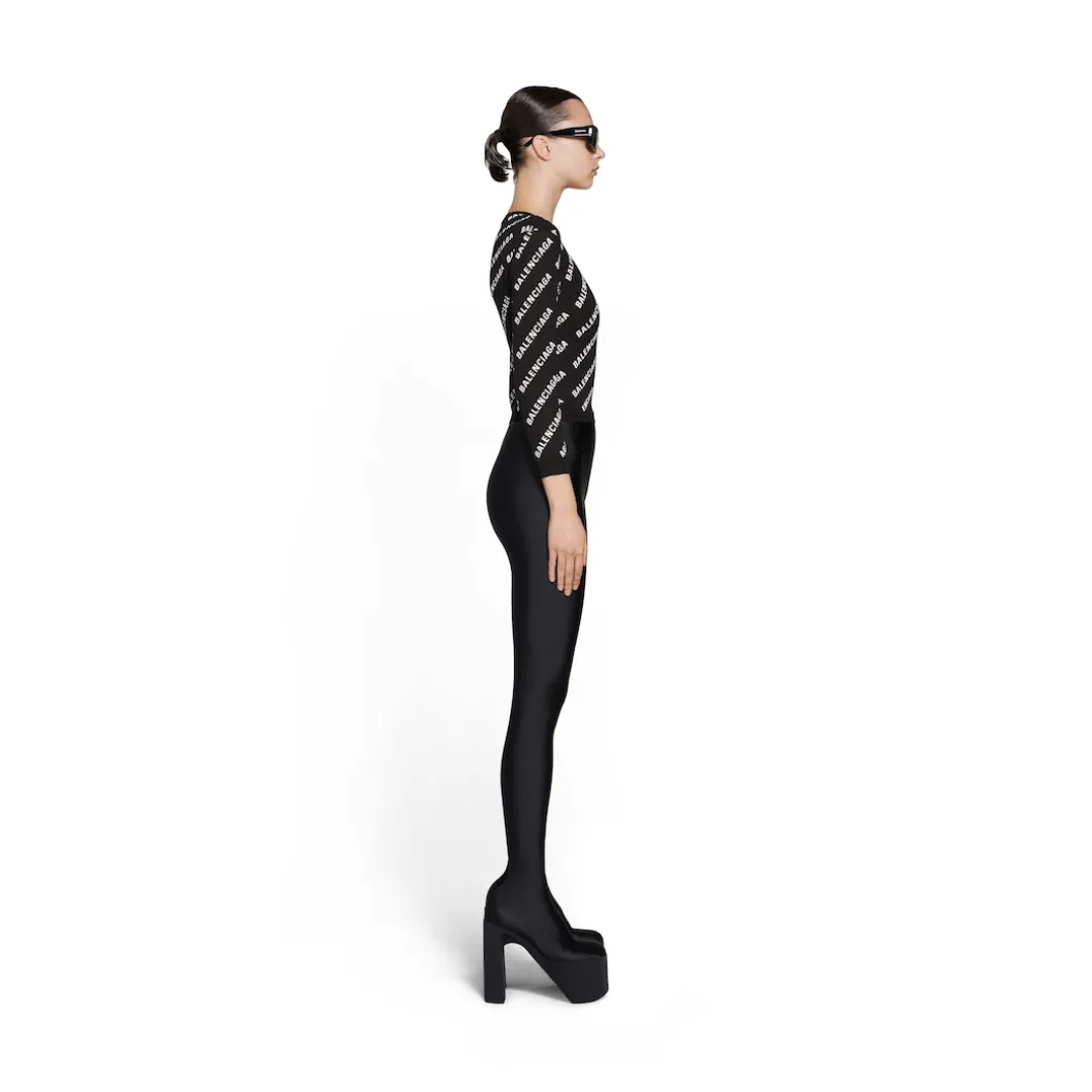 Pullover Allover Logo Crop da Donna in Nero