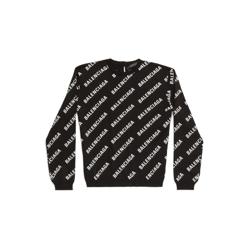 Pullover Allover Logo Crop da Donna in Nero