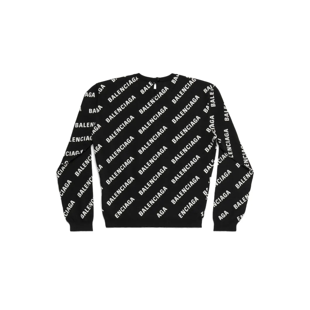 Pullover Allover Logo Crop da Donna in Nero