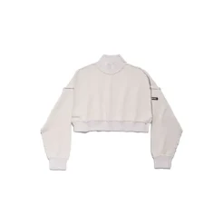 Pullover Cropped Ampio da Donna in Bianco Sporco