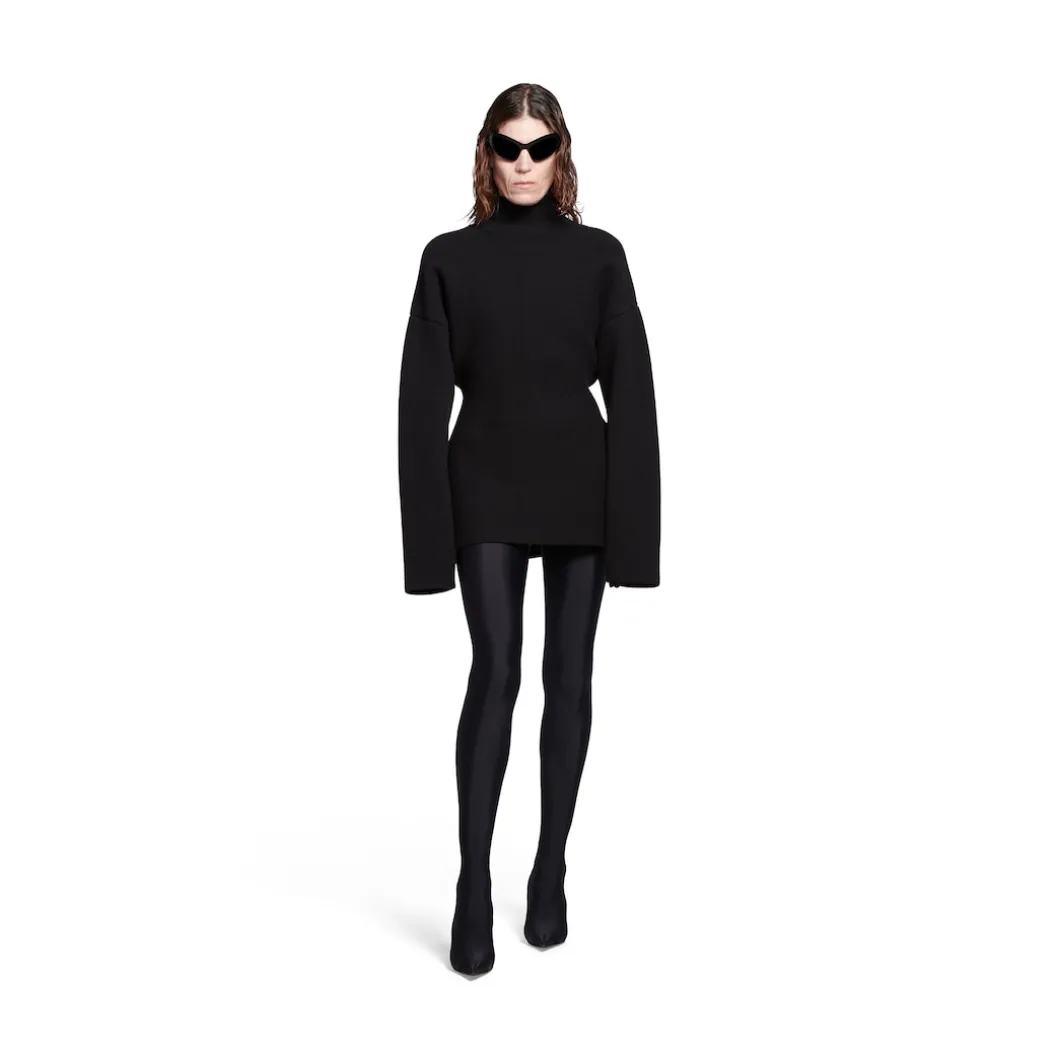 Pullover Dolcevita Hourglass da Donna in Nero