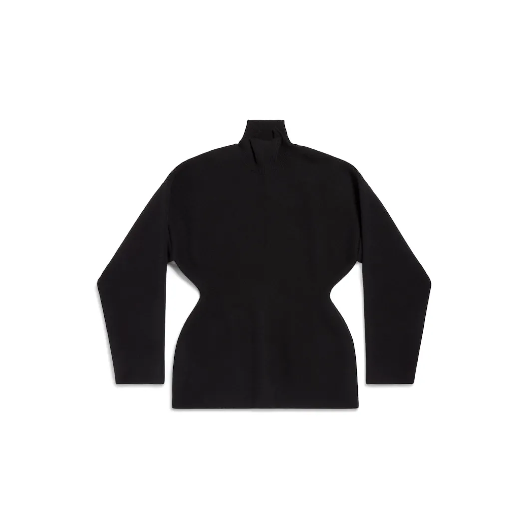 Pullover Dolcevita Hourglass da Donna in Nero