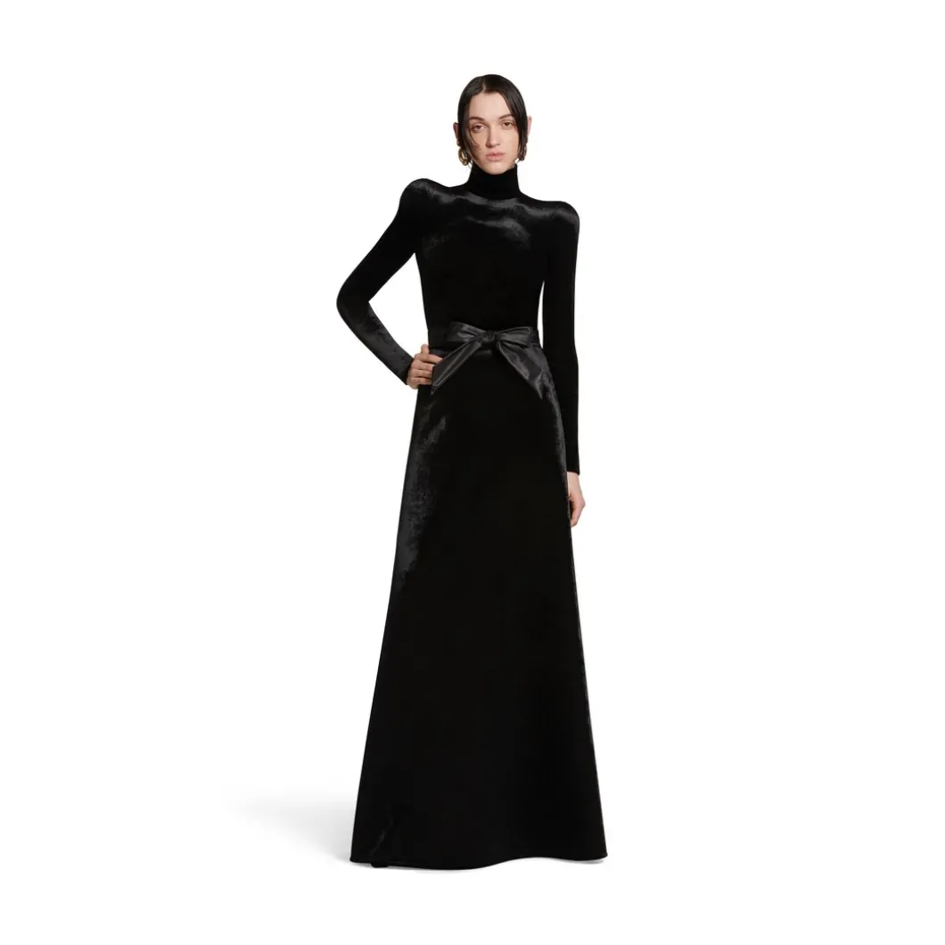 Pullover Dolcevita Round Shoulder da Donna in Nero