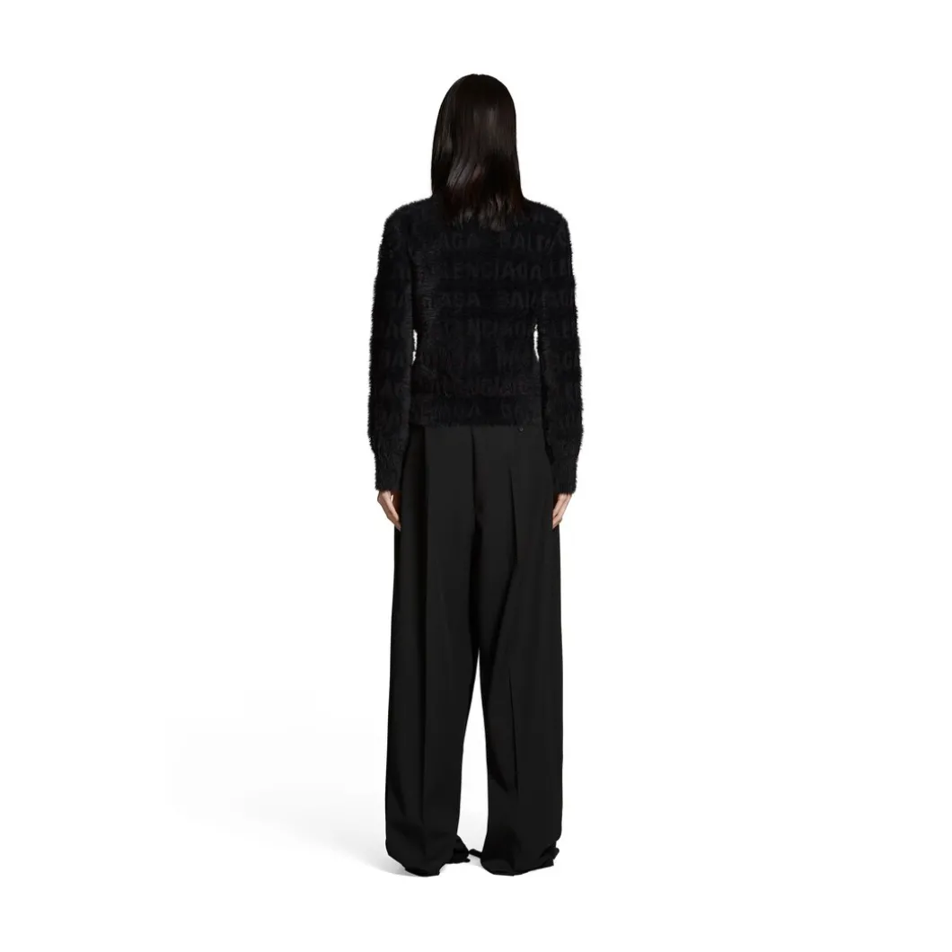 Pullover Furry Bal Horizontal Allover Aderente da Donna in Nero
