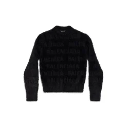 Pullover Furry Bal Horizontal Allover Aderente da Donna in Nero