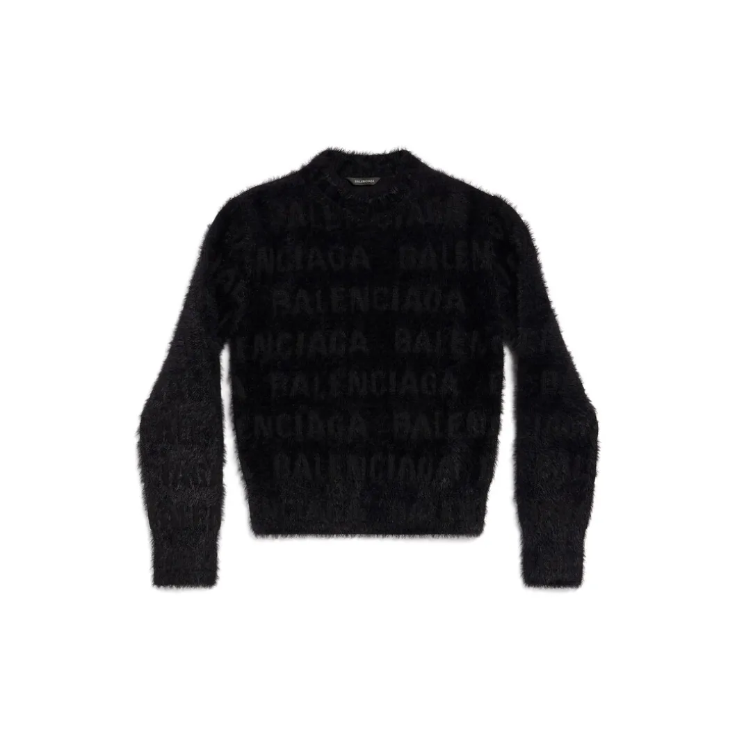 Pullover Furry Bal Horizontal Allover Aderente da Donna in Nero