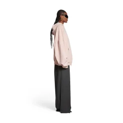 Round Hoodie Back Flip Oversize Con Zip in Rosa Chiaro