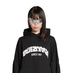 Round Hoodie Back Flip Oversize in Nero/bianco