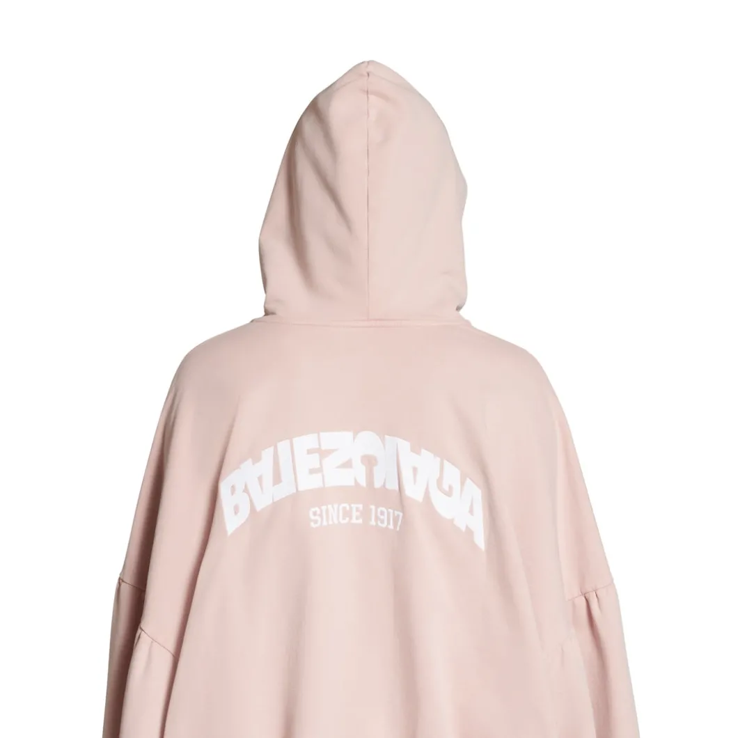Round Hoodie Back Flip Oversize Con Zip in Rosa Chiaro