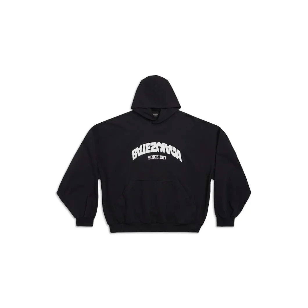 Round Hoodie Back Flip Oversize in Nero/bianco