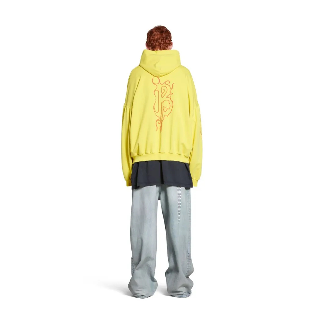 Round Hoodie Darkwave Oversize in Giallo/rosso
