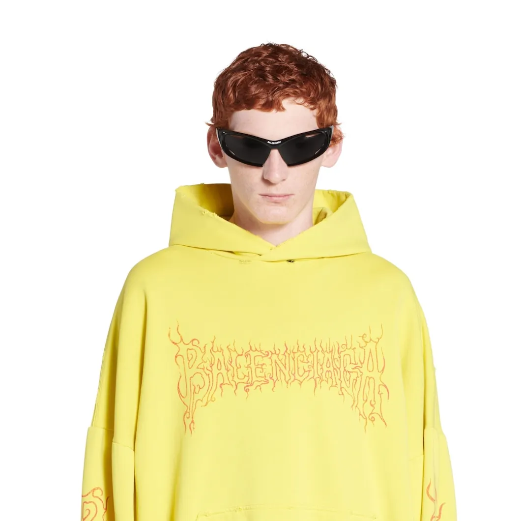 Round Hoodie Darkwave Oversize in Giallo/rosso