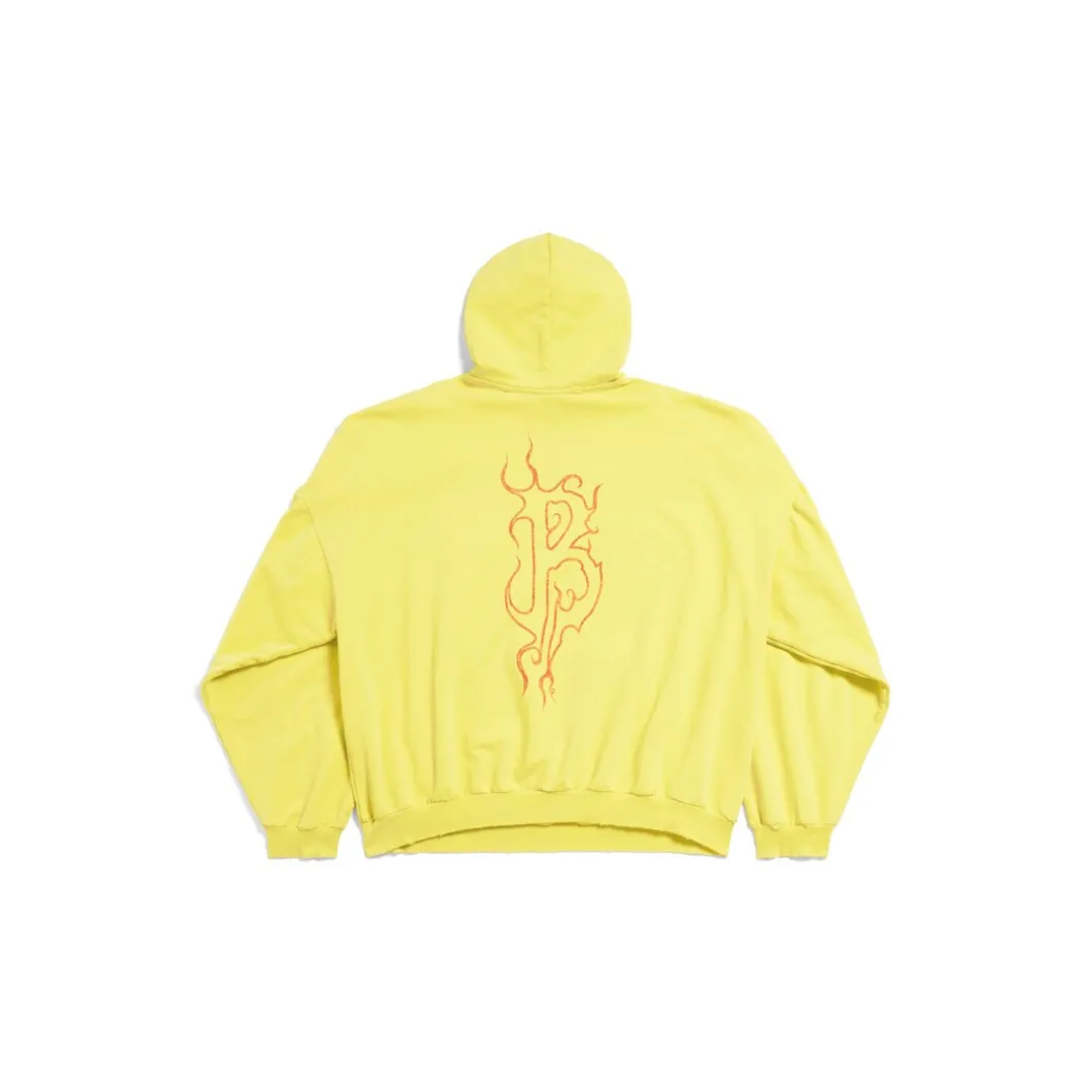 Round Hoodie Darkwave Oversize in Giallo/rosso