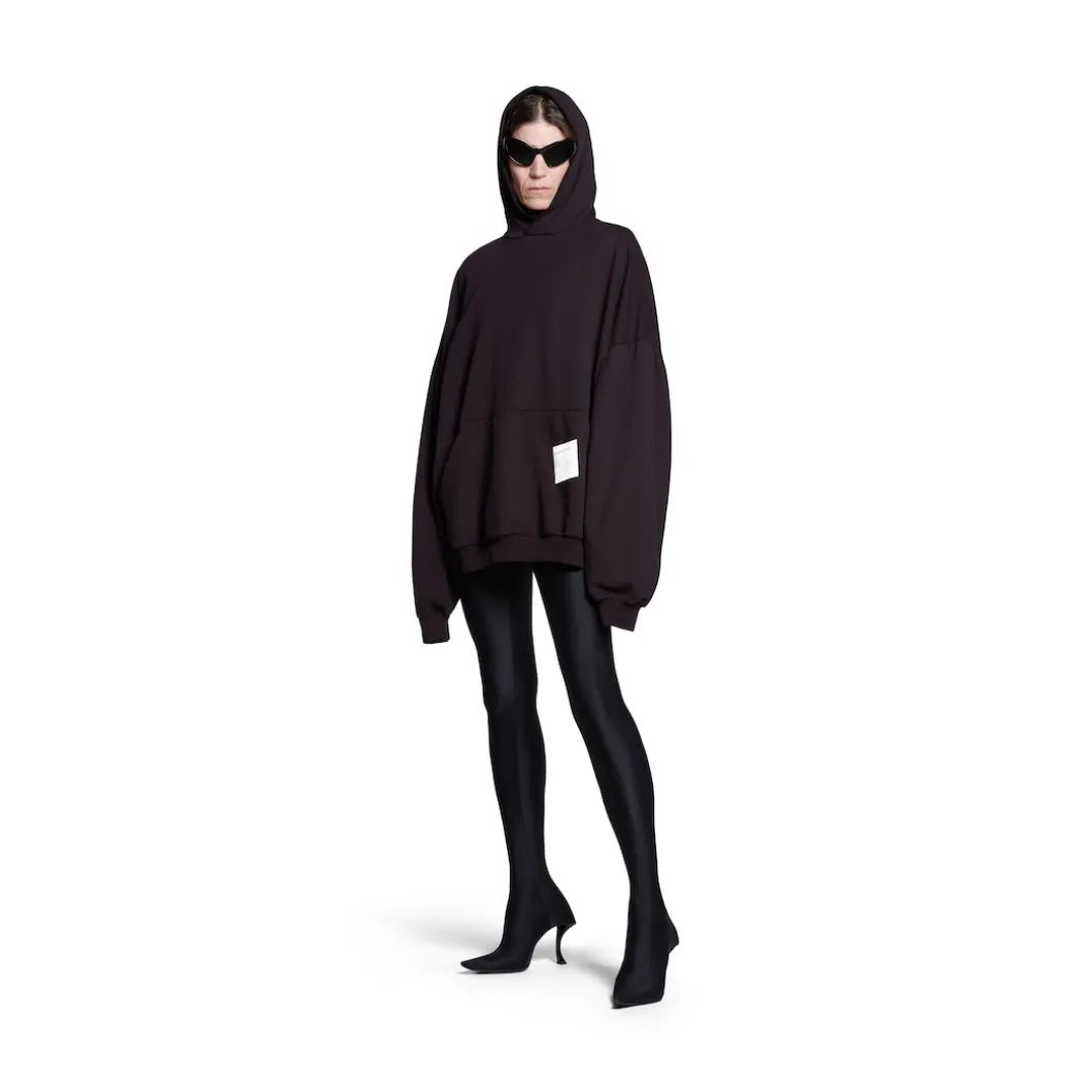 Round Hoodie Sample Sticker Oversize in Nero