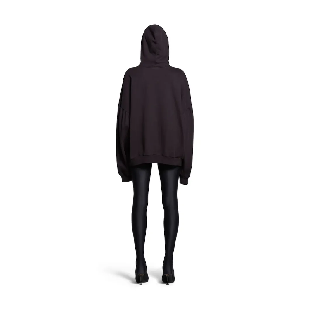 Round Hoodie Sample Sticker Oversize in Nero