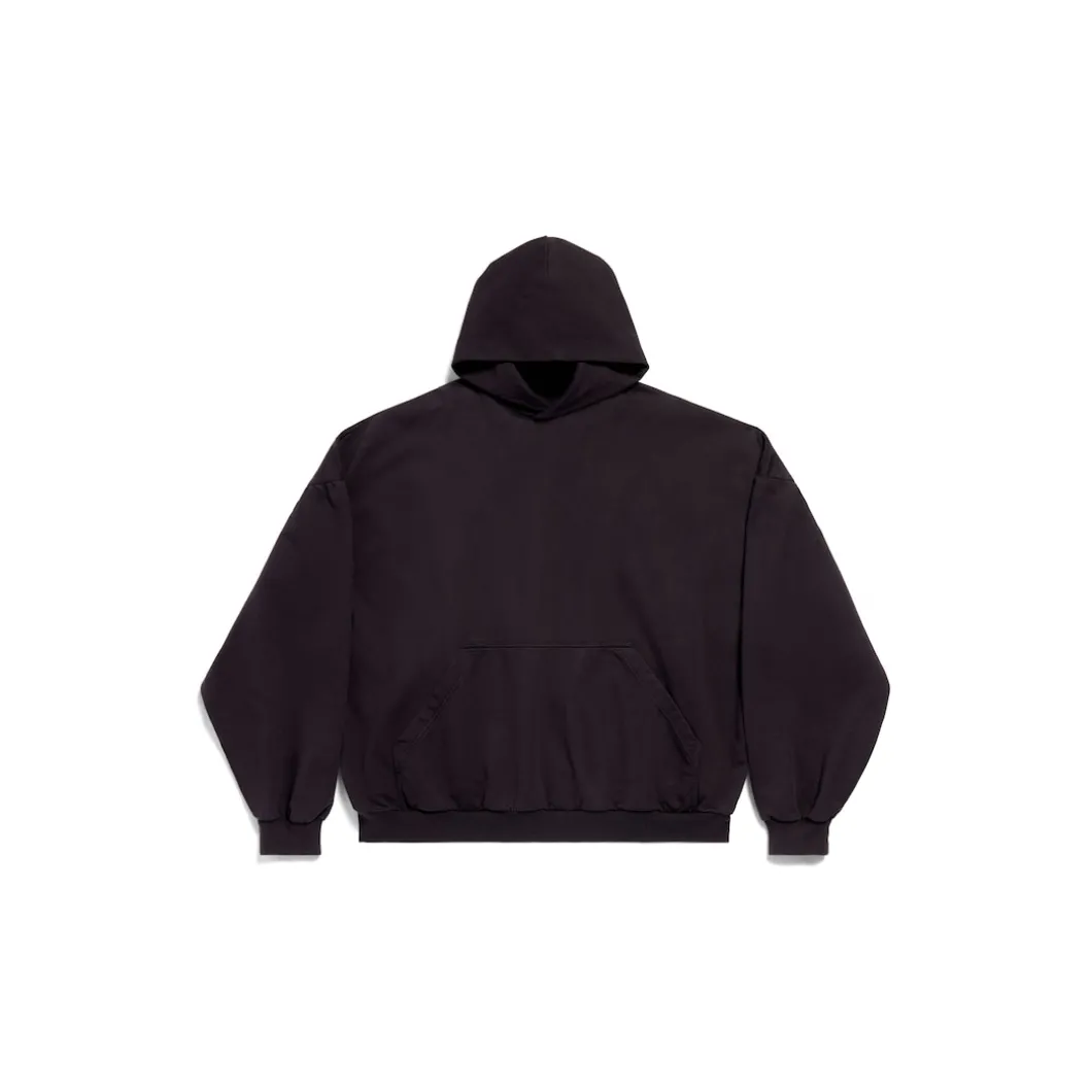 Round Hoodie Sample Sticker Oversize in Nero