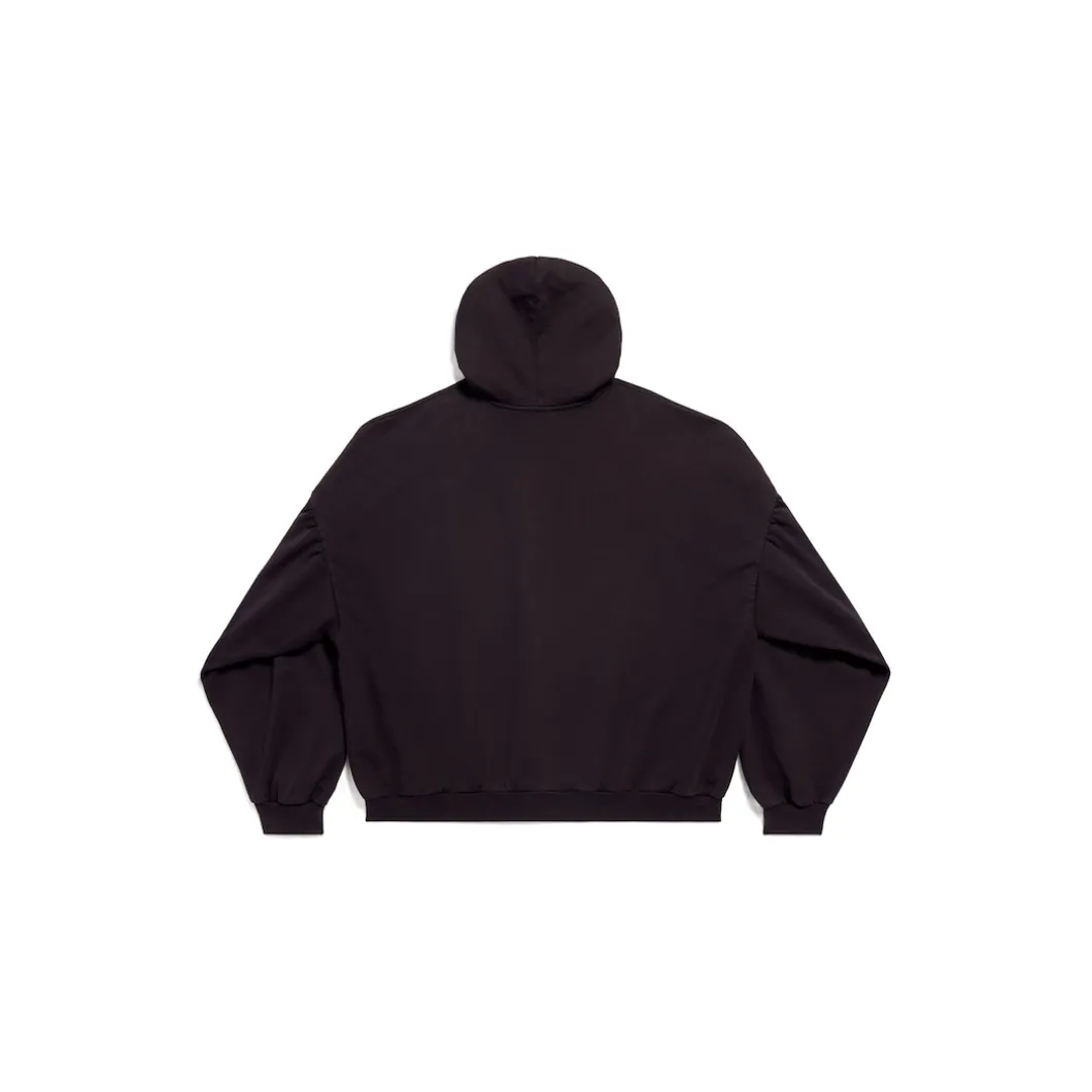 Round Hoodie Sample Sticker Oversize in Nero