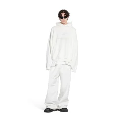 Round Hoodie Surfer Oversize in Bianco/azzurro