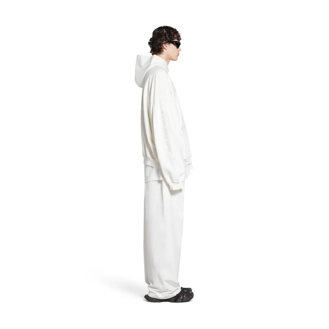 Round Hoodie Surfer Oversize in Bianco/azzurro