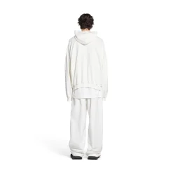Round Hoodie Surfer Oversize in Bianco/azzurro