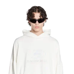 Round Hoodie Surfer Oversize in Bianco/azzurro