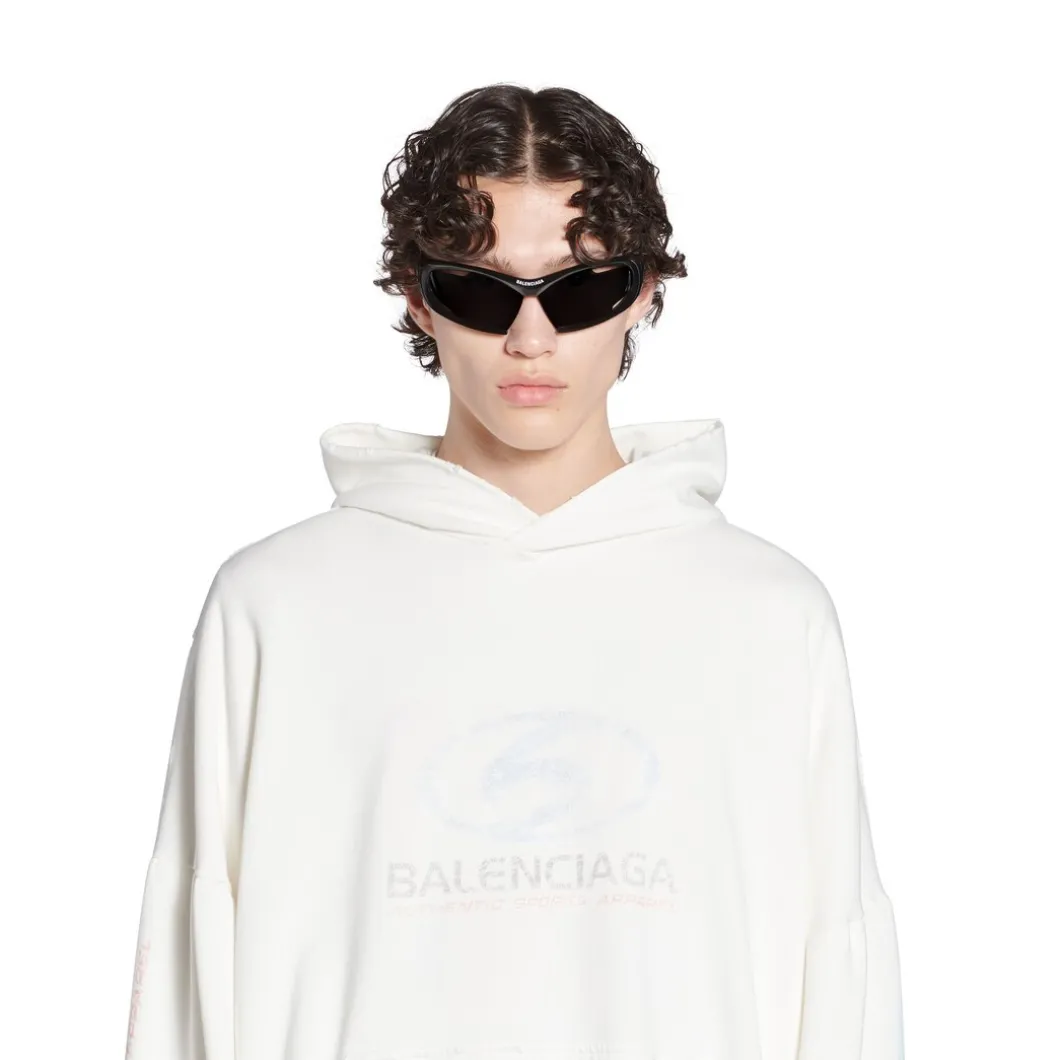 Round Hoodie Surfer Oversize in Bianco/azzurro