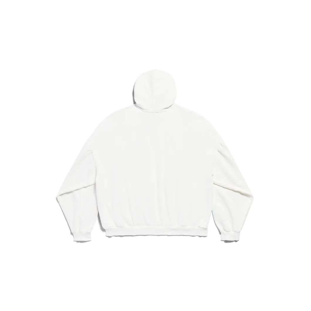 Round Hoodie Surfer Oversize in Bianco/azzurro