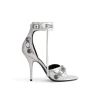 Sandali Cagole 110 Mm Metallizzati da Donna in Argento