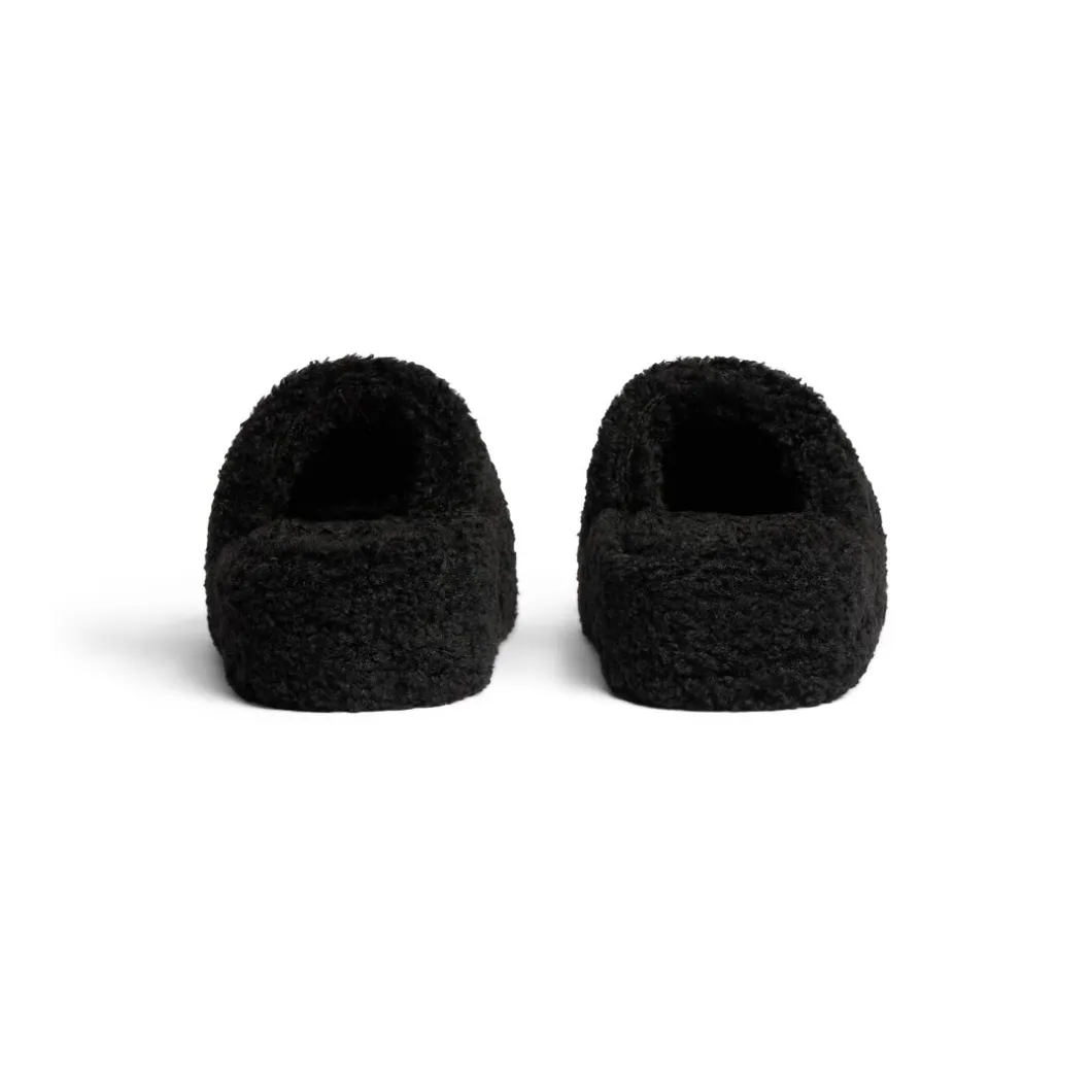 Sandali Con Zeppa Furry da Donna in Nero