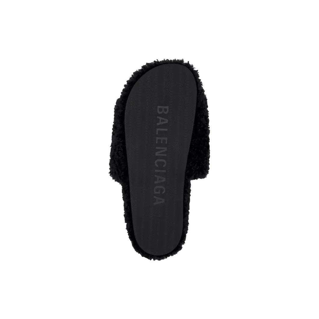 Sandali Furry Slide da Donna in Nero