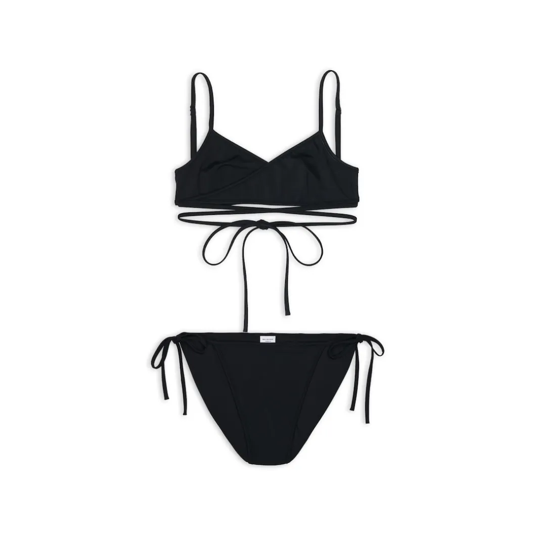 Set Bikini Wrap da Donna in Nero