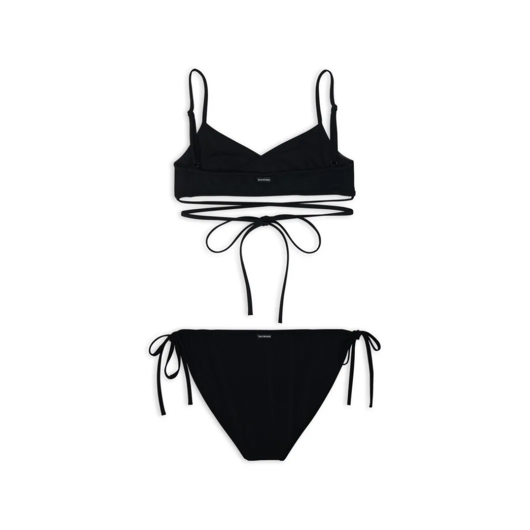 Set Bikini Wrap da Donna in Nero