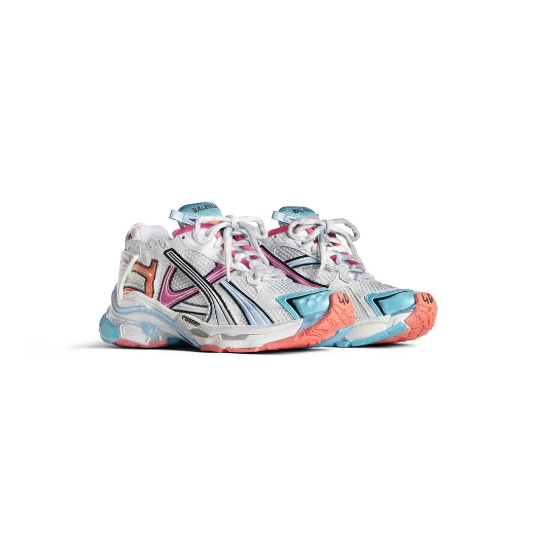 Sneaker Runner da Donna in Bianco/blu/rosa/arancione