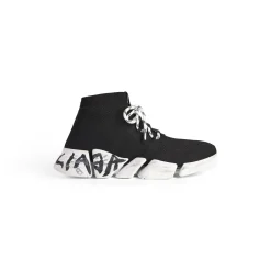 Sneaker Speed 2.0 Lace-up Graffiti In Maglia Riciclata da Donna in Nero
