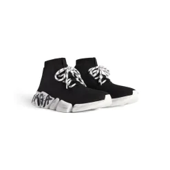 Sneaker Speed 2.0 Lace-up Graffiti In Maglia Riciclata  da Donna in Nero