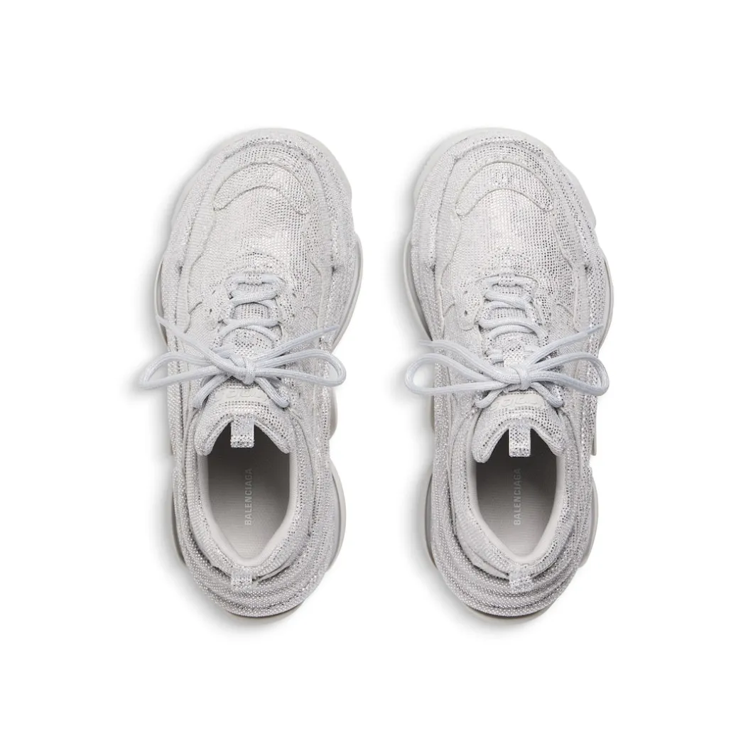 Sneaker Triple S Con Strass da Donna in Grigio Chiaro
