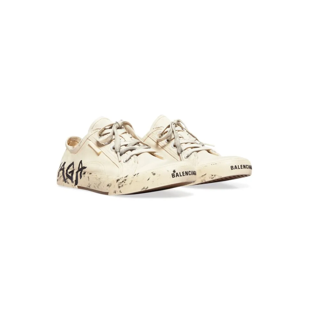 Sneakers Paris Low Top Graffiti da Donna in Bianco